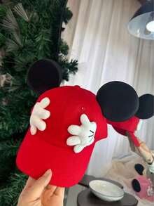 Disney 1件裝可愛米奇耳朵棒球帽，米奇手掌與耳朵設計搭配拼色圖案，可調節時尚戶外卡通休閒帽，適合戶外運動、日常穿著、旅行、派對與節日場合，中性款，送給朋友與家人的完美禮物！（男士棒球帽、女士棒球帽、夏季遮陽帽、Disney棒球帽） - 彩色 - 查看 7