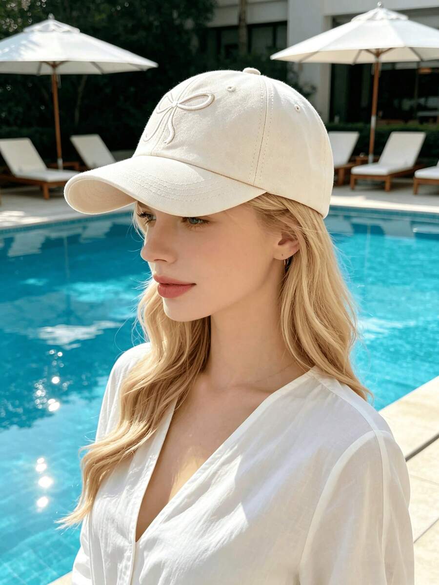 1件春夏蝴蝶結棒球帽 男女通用 - 粉色 - 查看 1