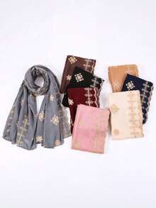 1pc Women's Bohemian Style Handmade Embroidered Floral Scarf, Fashionable Luxury Headwear, Suitable For Festivals And Beach Hairband - Multicolor - View 6