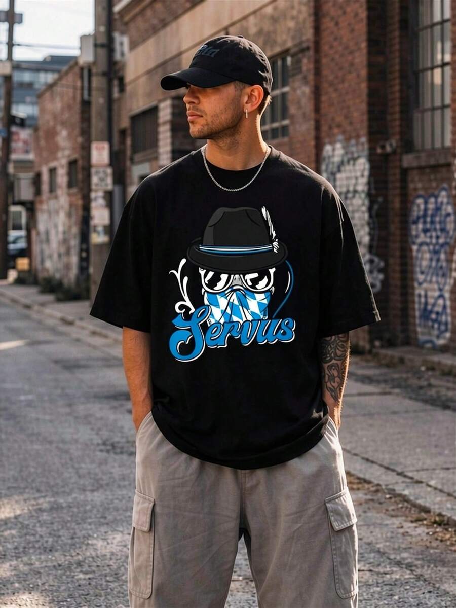 Camiseta Bavarian Servus Munich, Camiseta Bavaria Greetings Boarisch, 1 Camiseta Negra para Hombre, Elegante, Perfecta para el Hogar | Al aire libre | Trabajo | Regalos (Cumpleaños) | Día de - Negro - Ver 1