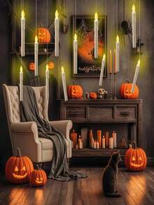 26pcs Floating Candle Lights, Halloween Candle Lights, Flameless Hanging LED Candles, Realistic Flame Effect, Battery Operated, Suitable For Room Decor, Home Decor, Bedroom Decor, Halloween Decor, Party Decor, Indoor Decor, Porch Decor, Windproof - Floating Candle Light - View 9