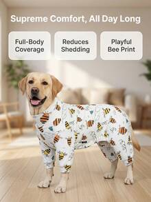 1PC Dog Shedding Hair Control Pajamas - Warm High Stretch Full Coverage Pet Rompers, Anti Licking & Bug Protective Jumpsuit For Small Medium Large Dogs, All Over Printing Dog Clothes - Cute Cartoon Dinosaur Jigsaw Puzzle Pattern - Multicolor - View 2