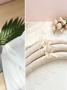 European Style Fabric Covered Clothes Hanger, Non-Slip Mark-Free Hanging Rack For Wedding Dress, Embroidered Sponge Garment Hanger For Clothing Store - Perfect For Wedding Dress And Suits - Wedding Accessories - Wedding Decoration Supplies, Suitable For Suits, Wedding Gifts, Bridal Shower - Multicolor - View 7