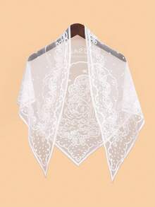 1pc White Triangle Neck Scarf Veil Breathable Shawl Head Cover - White - View 4