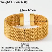 Vintage Fashion 18K Gold Plated Wide Multi-Layer Braided Open Cuff Bracelet, Unisex, Suitable For Daily Wear And Parties, Fashionable Gift Jewelry - Gold - View 6