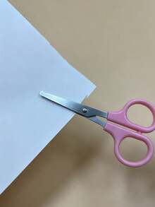1/3/5pcs Portable Round Edge Safety Craft Scissors, Sharp Durable Smooth Steel Blade + Dual Finger Ring Ergonomic Plastic Handle, Pure Pink Minimalist Style Student Stationery - Pink Plastic Scissors - View 3