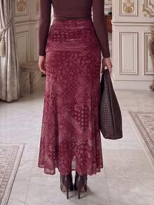 Women's Vacation Cashew Print Ruched Waist Fashion Skirt - Red - View 6