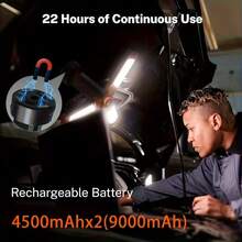 Smart LED Multi-Function Folding Camping Light, Wireless Work Light With Stand, USB Rechargeable Portable Adjustable Lamp, 9000mAh Capacity, 3 Rotatable Folding Light Heads, Emergency Handheld Flashlight, Equipped With Detachable Tripod - Orange - View 7