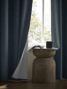 Cortinas Blackout 100% com Textura de Linho, 2 Painéis, Isolamento Térmico, Tratamento de Janela com Bolso para Vara, Adequado para Quarto e Sala de Estar - Azul - Visão 5