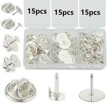 30pcs/45pcs DIY Brooch Base Pin Backing Accessories Set With Butterfly Clasp, Pin Back, Suitable For Badge Back Replacement, Butterfly Tie Clip, Decorative Buckle, Hat Clothing Pin, Handmade Brooch Badge Clasp, Back Clasp, Brooch Base And Other Jewelry Making Accessories - Butterfly Clasp & Spiky Pin - View 13