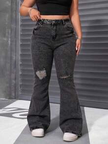 Plus Size Jeans - Black and Gray - View 1