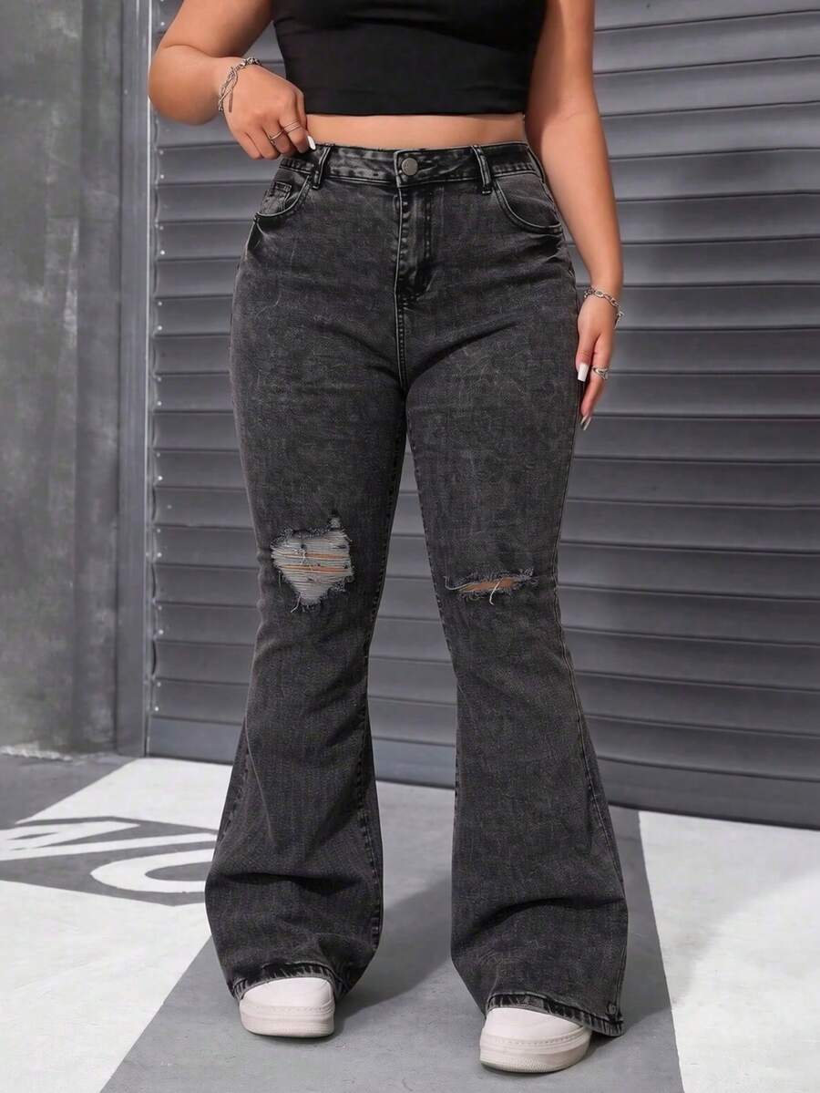 Plus Size Jeans - Black and Gray - View 1