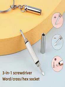 1pc 3 In 1 Multifunctional Eyeglass Screwdriver - The Ultimate Portable Eyeglass Repair Tool!, Tools For Men - Silver - View 2