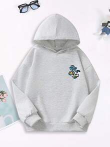Tween Boy Hooded Sweatshirt, Pixel Game Controller Pizza #GAMING Back Print Pullover, Casual Top For Boys Spring Autumn School Wear. - Light Grey - View 2