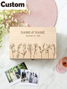 Custom Wedding Memory Keepsake Box | Custom Bridal Shower Gift, Engagements Gift For Him, Her, Custom Bride & Groom Marriage Day Box, Gifts For Weddin - Multicolor - View 9