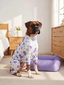 1PC Dog Shedding Hair Control Pajamas - Warm High Stretch Full Coverage Pet Rompers, Anti Licking & Bug Protective Jumpsuit For Small Medium Large Dogs, All Over Printing Dog Clothes - Cute Blueberry Pattern - Multicolor - View 11