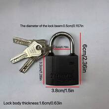 1pc Heavy Duty Metal Padlock With 3 Keys - Indoor/Outdoor Universal Weatherproof Security Lock | Rust-Proof Copper Core - Dust Cover Steel Chain - Suitable For Main Gate/Shed/Storage Unit/Iron Cage And Other Single Lock Set - Black - View 2