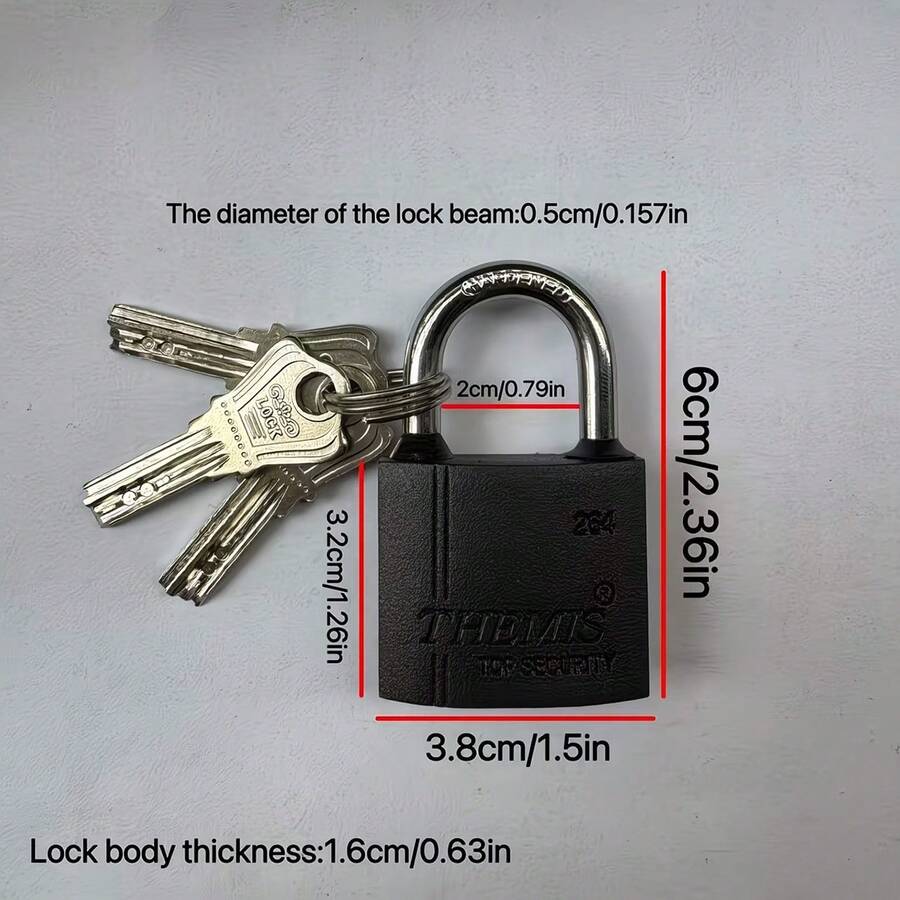 1pc Heavy Duty Metal Padlock With 3 Keys - Indoor/Outdoor Universal Weatherproof Security Lock | Rust-Proof Copper Core - Dust Cover Steel Chain - Suitable For Main Gate/Shed/Storage Unit/Iron Cage And Other Single Lock Set