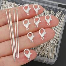 100pcs/120pcs/150pcs DIY Jewelry Clasp Parts Set With Lobster Clasp, (Approx. 50mm) Flat Head Pin, Suitable For Braided DIY Keychain, Necklace, Bracelet, Earring Accessories, Bag Pendant Connector Pin, Cuttable And Bendable Bead Stringing Pin, Bead Connector, DIY Jewelry Making Materials - Lobster Clasp & Flat-head Pin - View 7