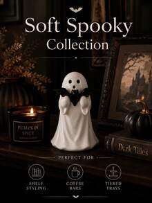 1pc Soft Bat Ghost Sculpture, Gothic Horror Decor, Dark Academia Style Mini Figurine, Suitable For Bookshelf, Desk, Indoor Home Halloween Decoration - Multicolor - View 8
