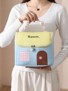 4pcs House-Shaped Waterproof Toiletry Bag With Compartments, Dopamine-Enhancing Travel Storage Bag, Large Capacity, Cute Desktop Organizer. - Multicolor - View 7