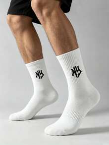 1/5/10/20 Paar Herrensocken, Buchstabenmuster lange Socken, hautfreundlich, dick und bequem, super tolle Socken, für den täglichen Gebrauch, antibakteriell, feuchtigkeitsableitend, Unisex, geeignet für Zuhause, Sport, Schulanfang - Verschiedenfarbig - Übersicht 6