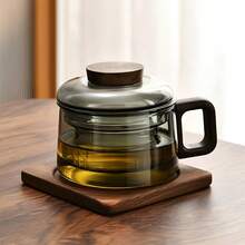 1件 13.5盎司/400毫升玻璃茶壺附濾茶器，玻璃茶壺，散裝茶葉用茶濾器，附濾茶器茶壺，附蓋可浸泡杯，實木手柄，微波爐適用，適合茶、咖啡、牛奶，客廳、廚房、辦公室、茶會使用 - 彩色 - 查看 18