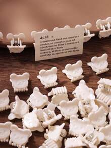 10/30/50pcs White Bear Head Creamy Soft 3D Mini Claw Clips Solid Color Cute Side Bangs Hair Clips Fresh Hair Claw - White - View 4