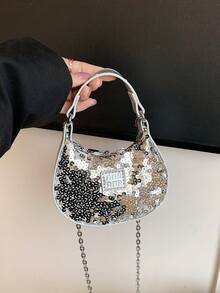 Fashionable Sparkling Mini Handbag, Cute Crossbody Bag, Adorable Mini Shoulder Bag, Essential Holiday Gift - A - View 5