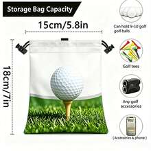 Golf Ball Drawstring Storage Bag, Highly Attractive Lightweight Outdoor Waterproof Waist Bag With Hook - Multicolor - View 3