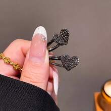 2/5/10pcs Small Black Rhinestone Bow Hair Clips, High-End Luxury Rhinestone Hair Clips, Mini Delicate Side Bangs Hair Clips, Fashion Crocodile Pattern Hair Clips, Suitable For Side Bangs, Forehead Wispy Hair, Suitable For Campus, Dating, Vacation Use, Practical Hair Accessories! (No Card) - Multicolor - View 4