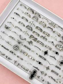 Set Cincin Wanita 20 Buah dengan Berbagai Elemen, Cincin Jari Gaya Campuran Punk Hip-Hop, Aksesori Jari untuk Pesta, Liburan, dan Pemakaian Sehari-hari, Hadiah Perhiasan Fashion, Aneka Pilihan Acak - Cincin punk - View 5