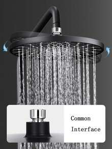 10 Inch Circular Top Spray Set With Water Outlet Bend And Shower Extension Arm, The Preferred Shower Set For Bathroom Upgrades - Black - View 6