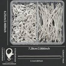 100pcs/120pcs/150pcs DIY Jewelry Clasp Parts Set With Lobster Clasp, (Approx. 50mm) Flat Head Pin, Suitable For Braided DIY Keychain, Necklace, Bracelet, Earring Accessories, Bag Pendant Connector Pin, Cuttable And Bendable Bead Stringing Pin, Bead Connector, DIY Jewelry Making Materials - Lobster Clasp & Flat-head Pin - View 3