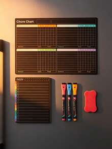 6/1pc Magnetic Dry Erase Refrigerator Calendar, Monthly Fridge Planner Calendar And Today's Menu List Whiteboard, 2/3pcs Refrigerator Blackboard Suitable For Kitchen And Office, Includes 3 Markers + Eraser - one-size - View 4