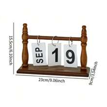 Vintage Wooden Perpetual Flip Calendar - Monthly And Date Indicator, Durable Wooden Desktop Organizer, Suitable For Home, Office, Dorm Decor - Decorative Photography Prop And Practical Timer - Multicolor - View 10
