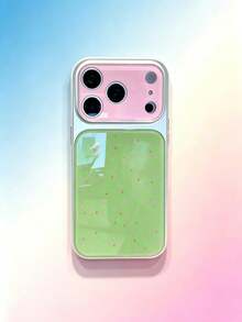1PC Fresh Ditsy Floral Pattern Phone Case Compatible With Apple 17 Pro Max New Model, 17 Lens Full Coverage, 16 Pro Premium Niche Women's Style, 15 Pro Unique Creative, 14 Super Pretty, 13 Shockproof Protective Shell For Women - Green - View 1