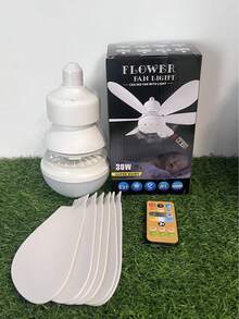 Ventilador Lámpara de Techo Casquillo E27 con Control Remoto, 6 Aspas, 3 Velocidades de Viento, 3 Tonos de Luz Regulables y Atenuación Variable, Función de Temporizador Silencioso para Dormitorio, Comedor, Locales Comerciales - Blanco - Ver 11