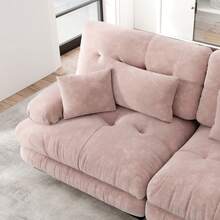 Rosa Chenille Ecksofa für Wohnzimmer, 2er Sofas mit Lendenkissen - Rosa 2-Sitzer - Übersicht 8