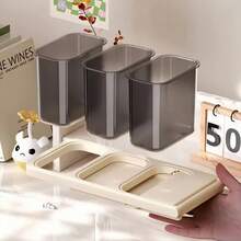 [1 buah Organizer Meja Multifungsi], 3 Kompartemen Penyimpanan Kosmetik, Tempat Pena Plastik Transparan, Desain Miring Buram, Tempat Alat Tulis/Pena Multifungsi, Penyimpanan Kuas Makeup/Lipstik, Kotak Pena Meja Rumah Hemat Ruang, Rak Pena Meja Kantor, Kotak Alat Tulis Siswa Berlapis, Rak Penyimpanan Kuas Kosmetik - MultiWarna - View 4