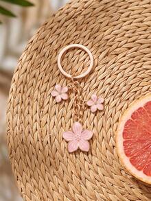 1pc Cherry Blossom Shaped Keychain, Lightweight And Elegant Cherry Blossom Design, Suitable As Bag Charm, Car Keyring, Couple Gift, Birthday Or Holiday Gift - Multicolor - View 7