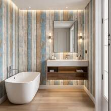 1 Roll Wood Grain Self-Adhesive Wallpaper, 17.7in*39.3/118.1/196.8in, Thickened Waterproof Removable PVC Decorative Sticker, Suitable For Bedroom, Living Room, Cabinet And Desktop Furniture Renovation - Blue and Yellow - View 9