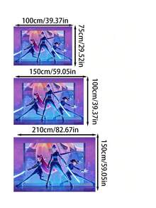 KPop Demon Hunters Rumi, Mira, Zoe Themed Party Background Fabric Is Suitable For Banners, Home Decor, Birthday Gifts, Props, Atmosphere Decoration, And Cute Gifts For Festivals And Parties - Multicolor - View 4
