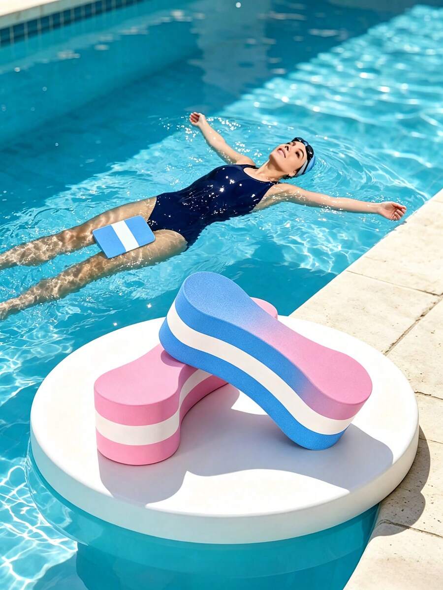 1 Pieces, 2 Pieces EVA Figure-8 Swimming Leg Kickboard, High-Density Buoyant Material, Clipped Between Legs To Fix Lower Body, Helps Correct Swimming Posture, Suitable For Adult Beginners' Freestyle And Backstroke Leg Power Training - Random Color - View 1