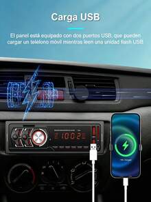 Estéreo para Coche Bluetooth Mp3 Manos Libres Radio Aux Fm Sd USB, Reproductor de Música MP3 Manos Libres Bluetooth Compatible con Todos los Smartphones - Negro - Ver 4