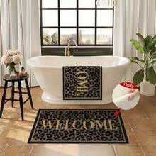 1pc Leopard Print Design Microfiber Bath Rug,Non-Slip And Soft Bathroom Floor Rugs,Doormat,Water Absorption Mat,Machine Washable,Low Pile,TPR Backing,Knit Fabric,ForBedroom,Kitchen, Entryway,Indoor Use,Accessories & Home Decor,Perfect New Home Gift. - B - View 6