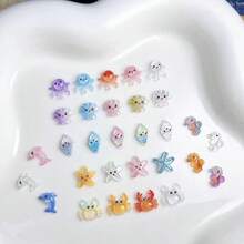 200pcs Hiasan Kuku Bercahaya dalam Gelap Seri Laut Baru: Kerang, Bintang Laut, Lumba-lumba, Gurita, Resin, DIY, Kuku Tempel, Dekorasi Casing Ponsel, Hadiah Pesta Ulang Tahun, Liburan (Gaya Acak) - MultiWarna - View 3