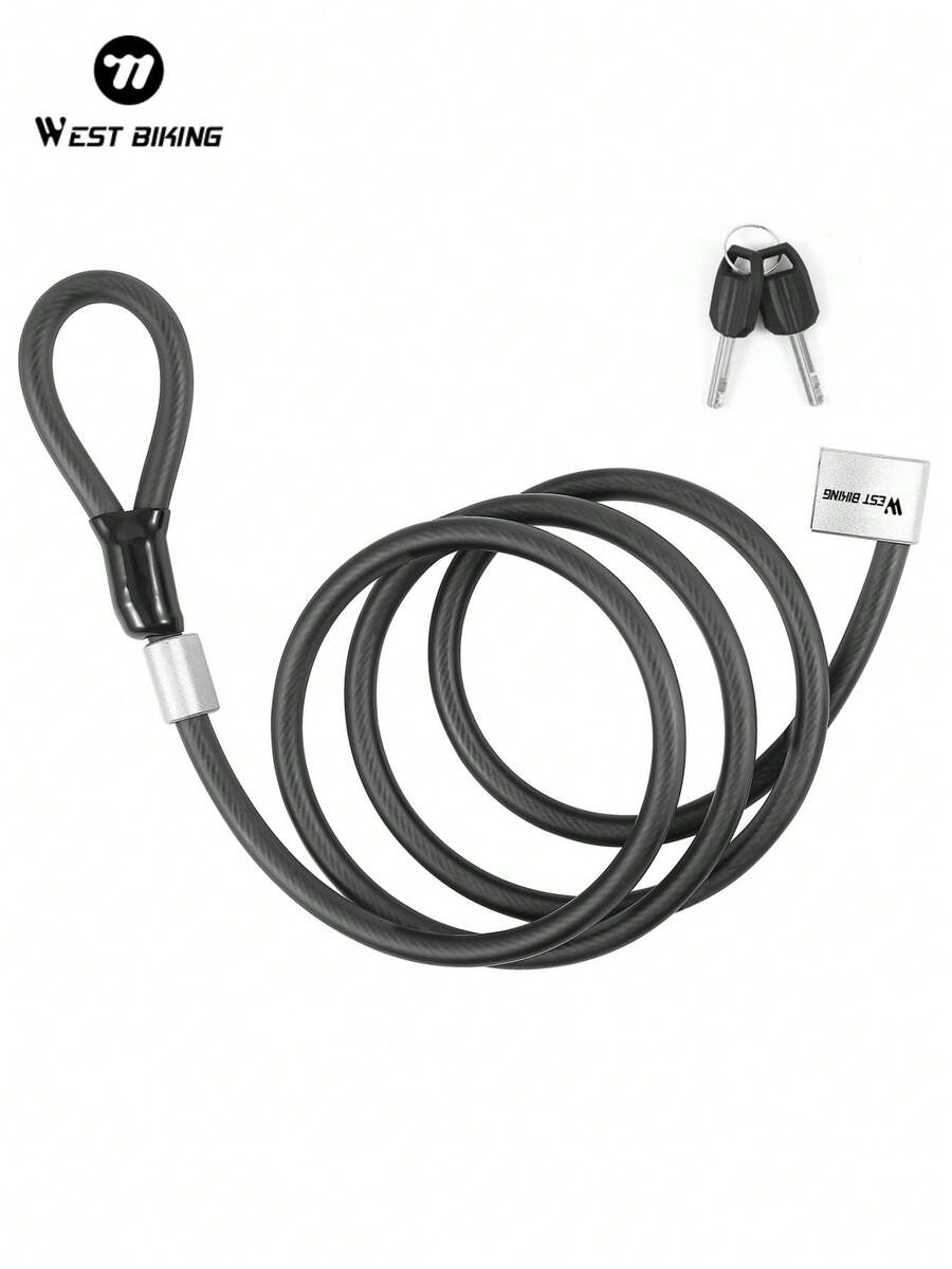 WEST BIKING Bike Cable Steel Lock MTB Road Outdoor Bicycle Security Anti-Theft Cable Lock With 2 Keys Motorcycle Scooter Lock Bicycle Accessories