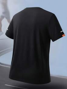 男士運動戶外T恤，春夏戶外服飾，活動上衣，短袖，休閒日常，跑步健身，舒適寬鬆版型，網球 - 黑色 - 查看 2