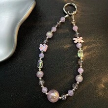 鑰匙圈DIY配件 手鍊珠飾吊墜 INS高階Y2K甜美辣妹風 可愛手工手機鍊 CCD相機掛繩 串珠吊飾 - 白色 - 查看 2